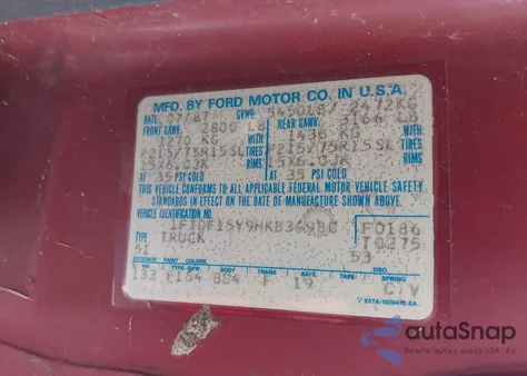 1987 Ford F150 from USA, damaged, VIN 1FTDF15Y9HKB34980